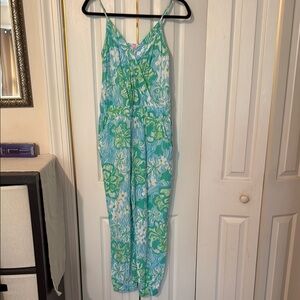 Lily Pulitzer Floral Blue and Green Jumpsuit